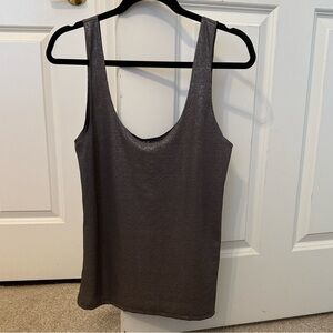 Zara Silver Deep Neckline Tank Top Large